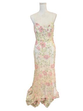 Mac Duggal Floral Sequin Embellished Gown Size 8 NWT